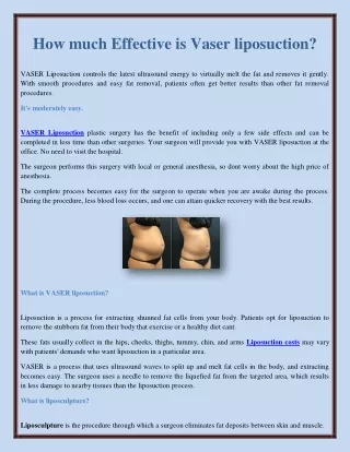 how much effective is vaser liposuction