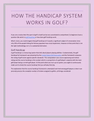 How the Handicap System Works in Golf