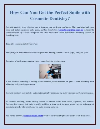 How Can You Get the Perfect Smile with Cosmetic Dentistry?