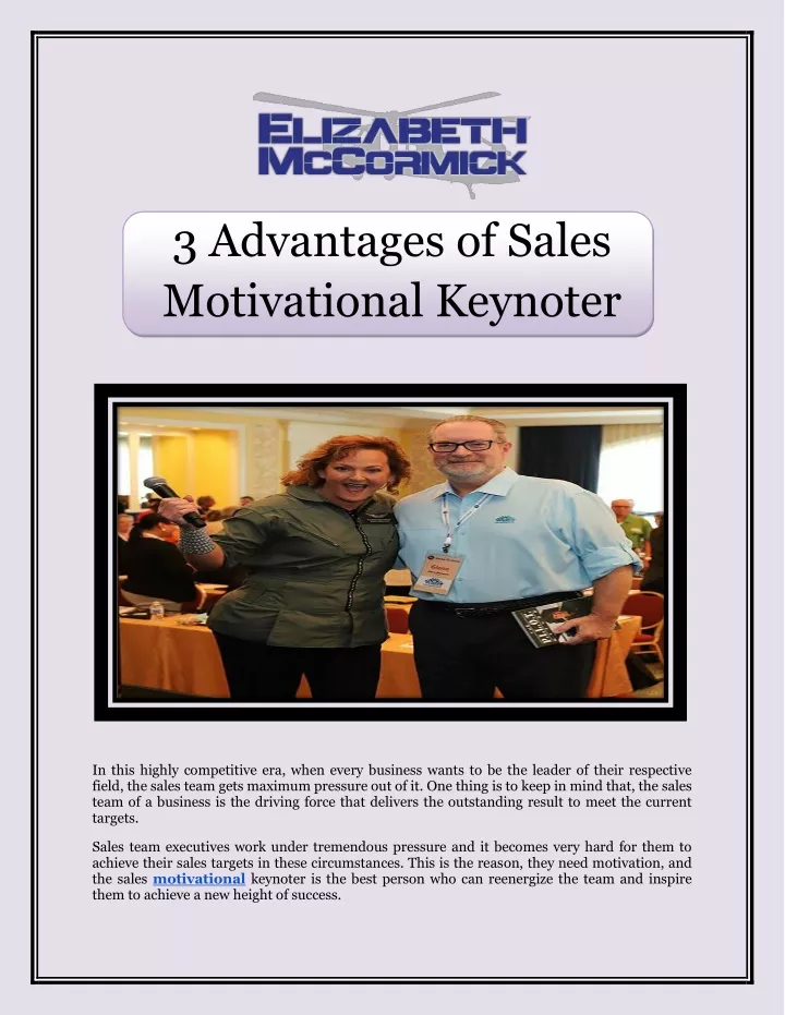 3 advantages of sales motivational keynoter