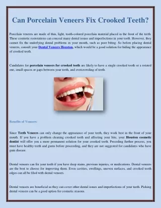 Can Porcelain Veneers Fix Crooked Teeth?