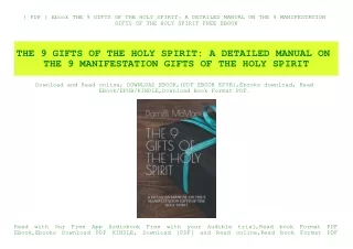 { PDF } Ebook THE 9 GIFTS OF THE HOLY SPIRIT A DETAILED MANUAL ON THE 9 MANIFESTATION GIFTS OF THE HOLY SPIRIT FREE EBOO