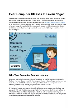 best computer classes in laxmi nagar