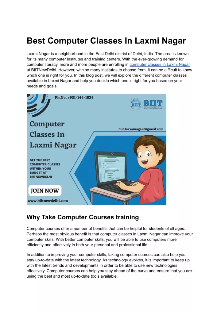 best computer classes in laxmi nagar