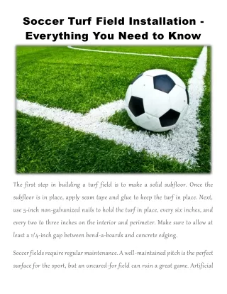soccer turf field installation everything