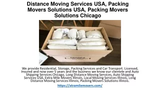 Distance Moving Services USA, Packing Movers Solutions USA, Packing Movers