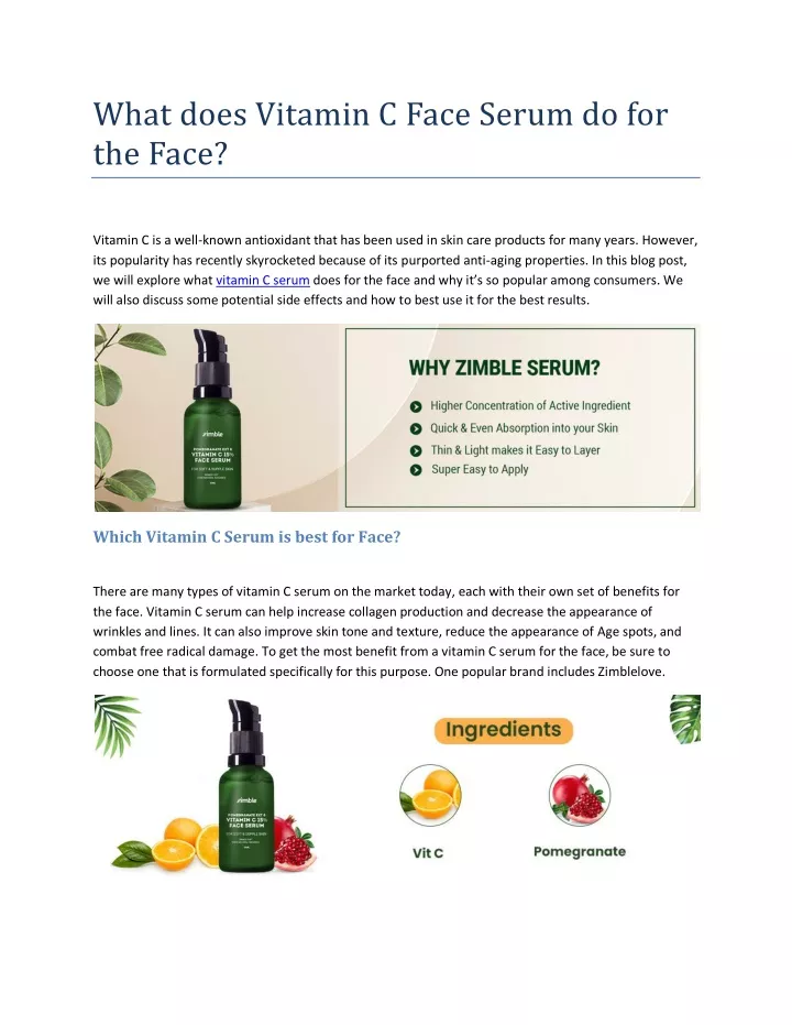 what does vitamin c face serum do for the face