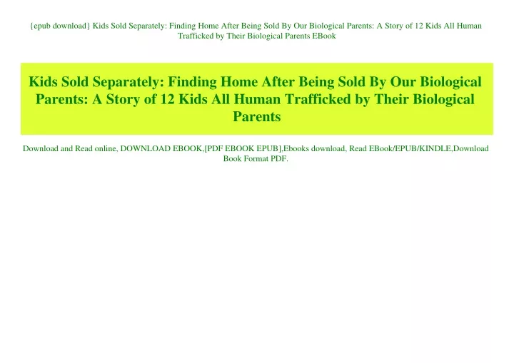 epub download kids sold separately finding home