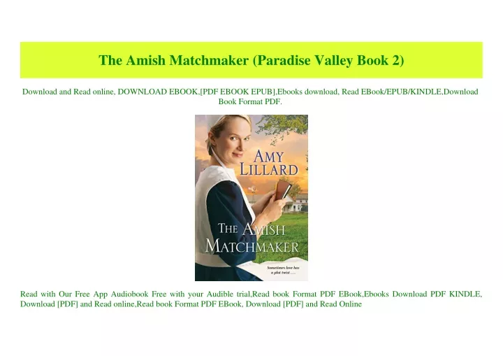 the amish matchmaker paradise valley book 2