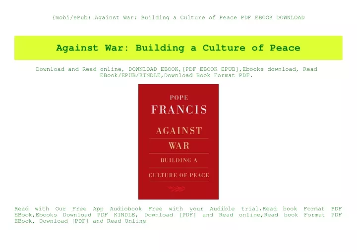 mobi epub against war building a culture of peace