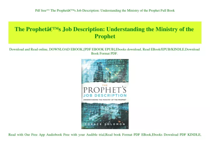 pdf free the prophet s job description