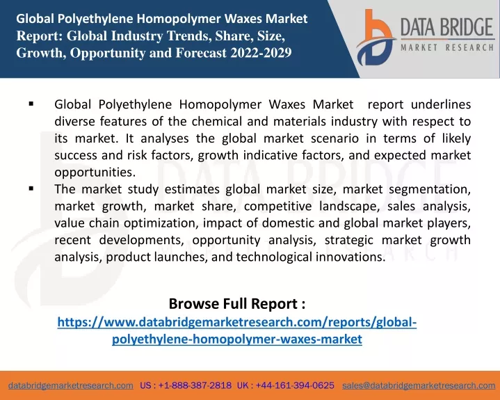 global polyethylene homopolymer waxes market