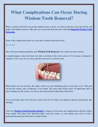 what complications can occur during wisdom tooth
