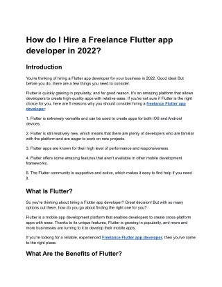 How do I hire a Flutter app developer in 2022 ?