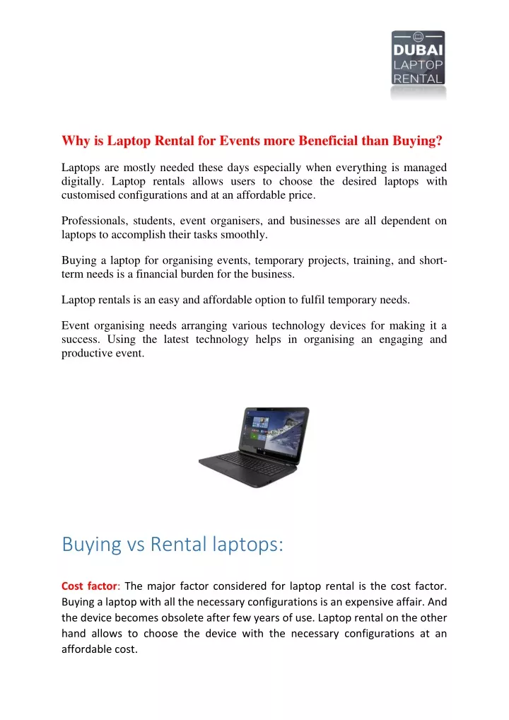 why is laptop rental for events more beneficial