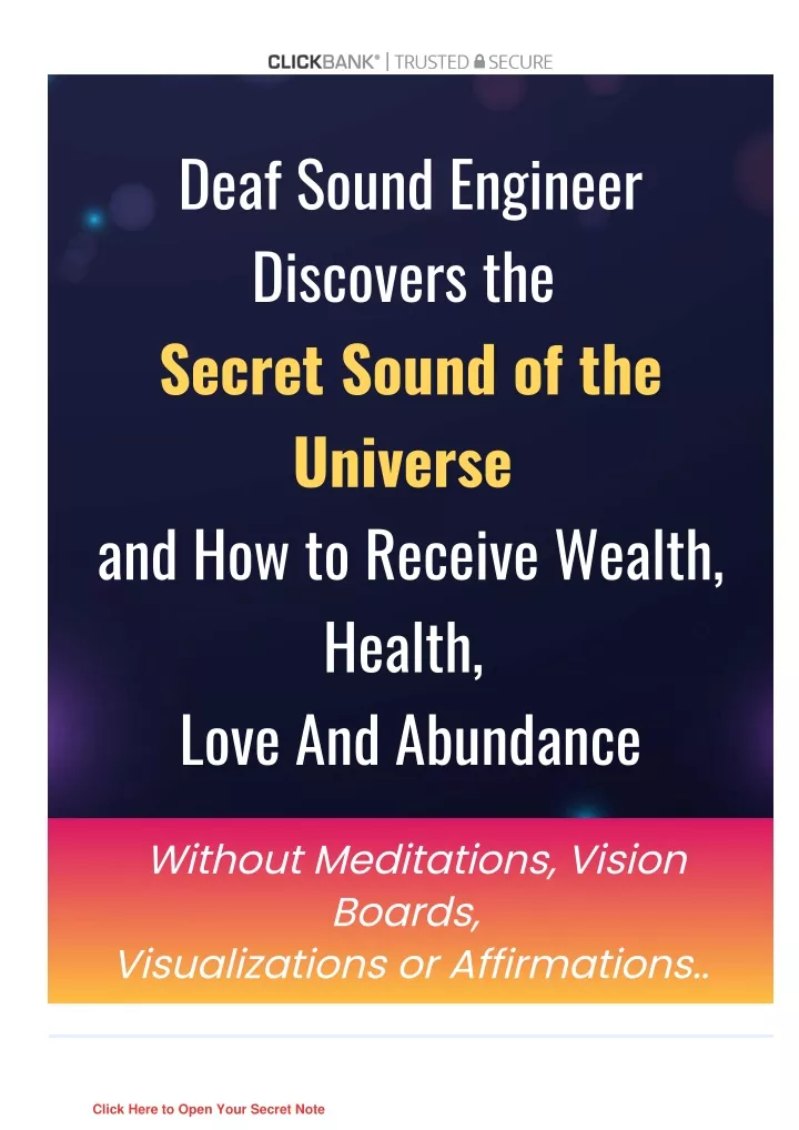 deaf sound engineer discovers the secret sound