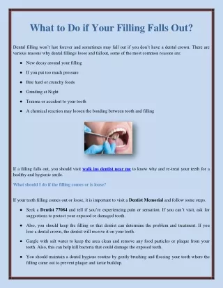 what to do if your filling falls out