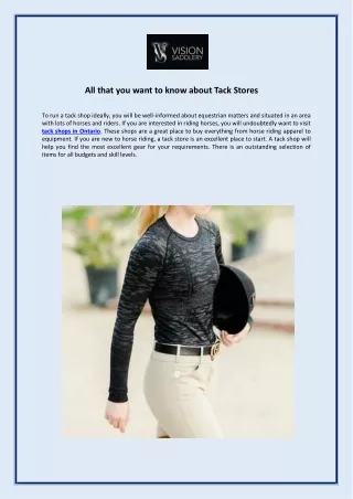 All that you want to know about Tack Stores