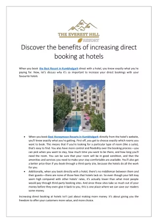 Discover the benefits of increasing direct booking at hotels
