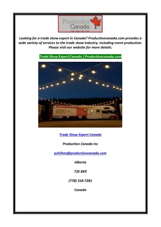Trade Shows Expert Canada  Productioncanada.com