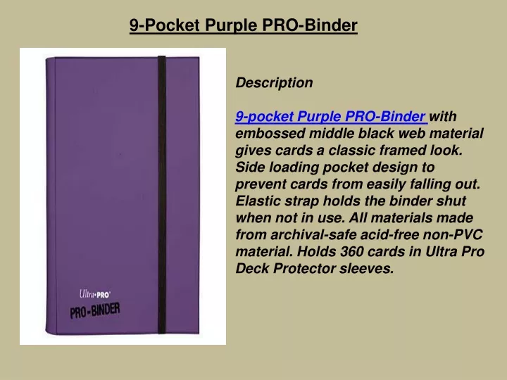 9 pocket purple pro binder