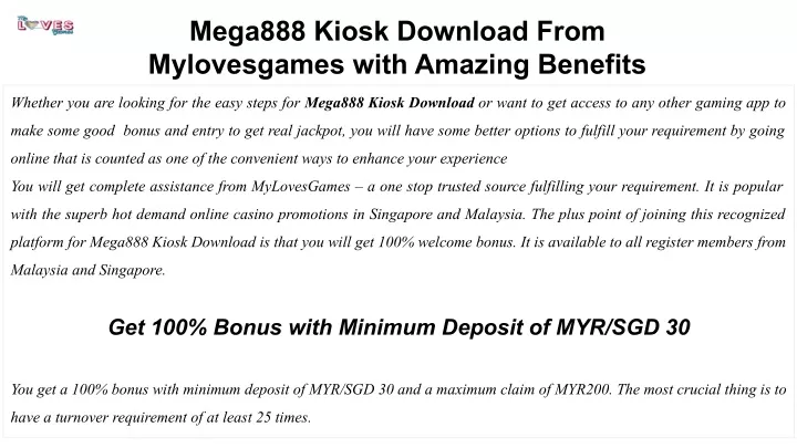 mega888 kiosk download from mylovesgames with