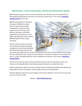 b h shelving commercial shelving warehouse