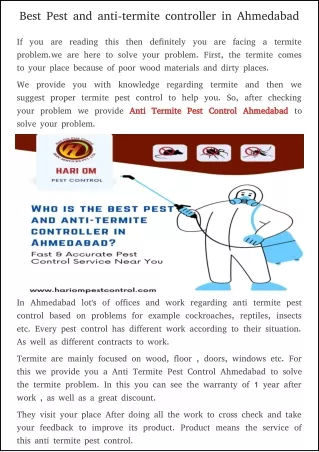 the best anti termite pest control in Ahmedabad