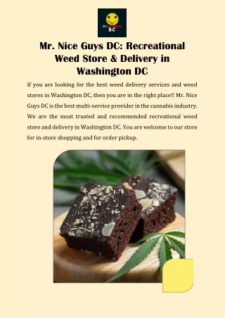 Recreational Weed Delivery In DC | Mr. Nice Guys DC