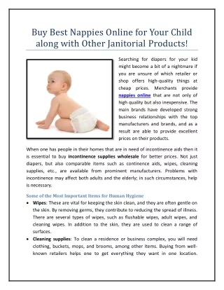 Buy Best Nappies Online for Your Child along with Other Janitorial Products!