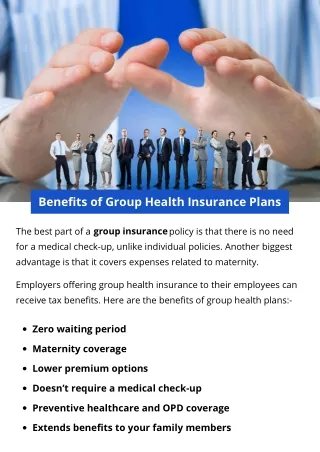 Benefits of Group Health Insurance Plans
