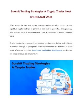 surehit trading strategies a crypto trader must