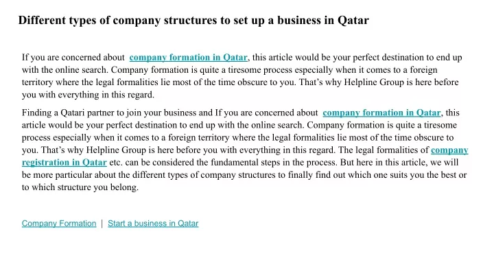 different types of company structures