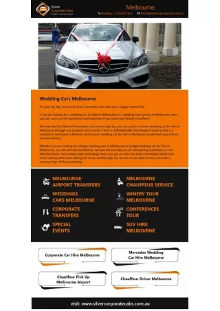 Corporate Car Hire Melbourne