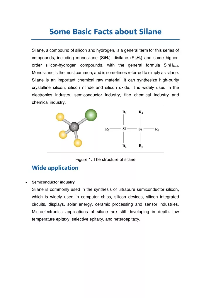 some basic facts about silane