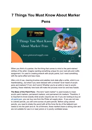 7 Things You Must Know About Marker Pens