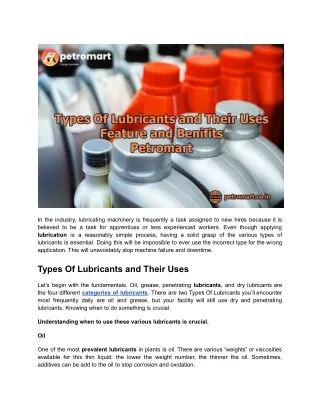 Types Of Lubricants and Their Uses Feature and Benifits _ Petromart
