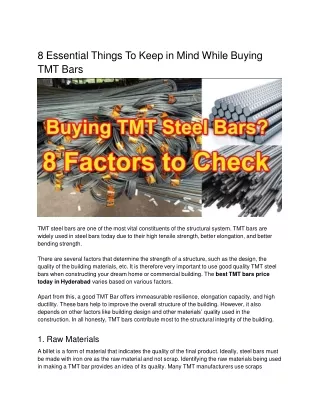 8 Essential Things To Keep in Mind While Buying TMT Bars