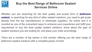 Buy the best range of bathrrom sealant services online
