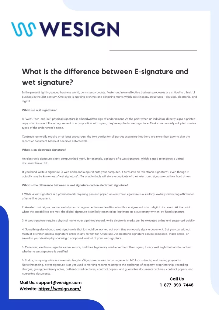 what is the difference between e signature