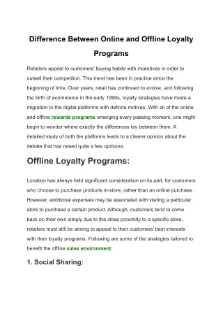 difference between online and offline loyalty