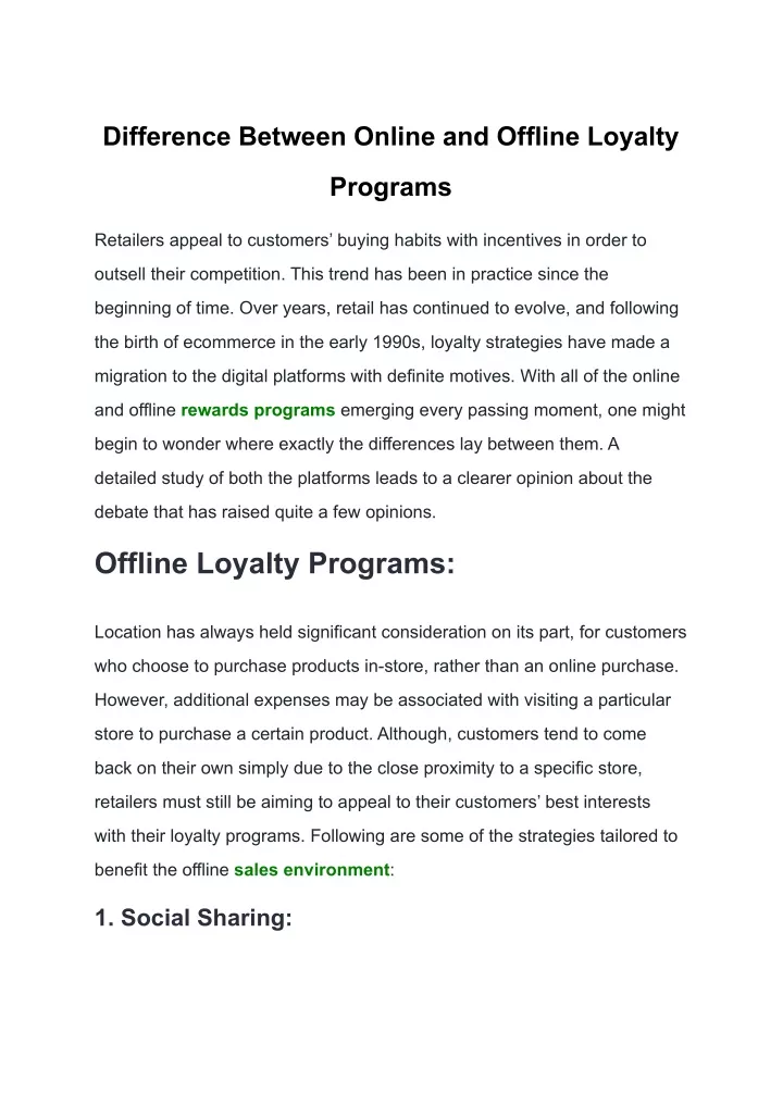 difference between online and offline loyalty