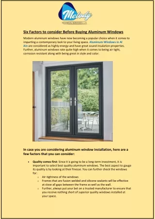 Six Factors to consider Before Buying Aluminum Windows