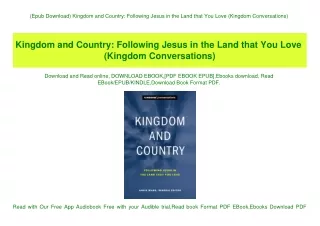 (Epub Download) Kingdom and Country Following Jesus in the Land that You Love (Kingdom Conversations) (READ PDF EBOOK)