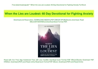 Free [download] [epub]^^ When the Lies are Loudest 60 Day Devotional for Fighting Anxiety Full Book
