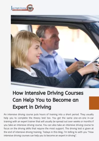 How Intensive Driving Courses Can Help You to Become an Expert in Driving