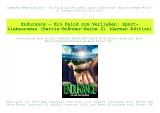 DOWNLOAD FREE Endurance - Ein Feind zum Verlieben Sport-Liebesroman (Harris-BrÃƒÂ¼der-Reihe 2) (German Edition) Full Boo