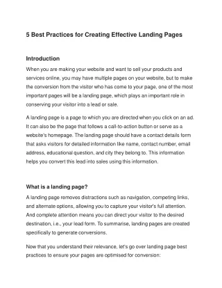 5 Best Practices for Great Landing Pages