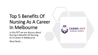 Top 5 Benefits Of Nursing As A Career In Melbourne