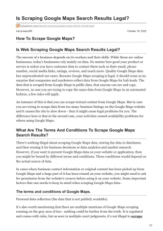 is scraping google maps search results legal